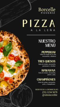 Black Modern & Minimal Pizza Menu Instagram Story template