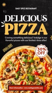 Black Modern & Minimal Pizza Sale Animated  Instagram Story template