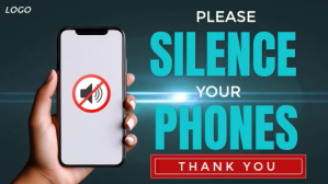 Black Modern & Minimal Please Silence Your Phone – Event Reminder Slide Digital Display (16:9) template