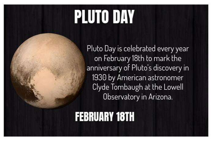 Happy Pluto Rotation Day Black Modern & Minimal Pluto Day Poster Template | PosterMyWall