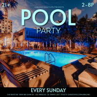 Black Modern & Minimal Pool Party Instagram Post template