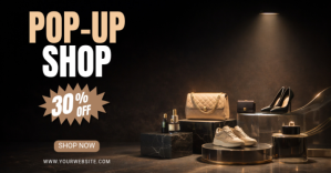 Black Modern & Minimal Pop-Up Shop Promotion Facebook Shared Image template