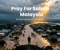 Black Modern & Minimal Pray For Sabah Persegi Panjang Besar Large Rectangle template