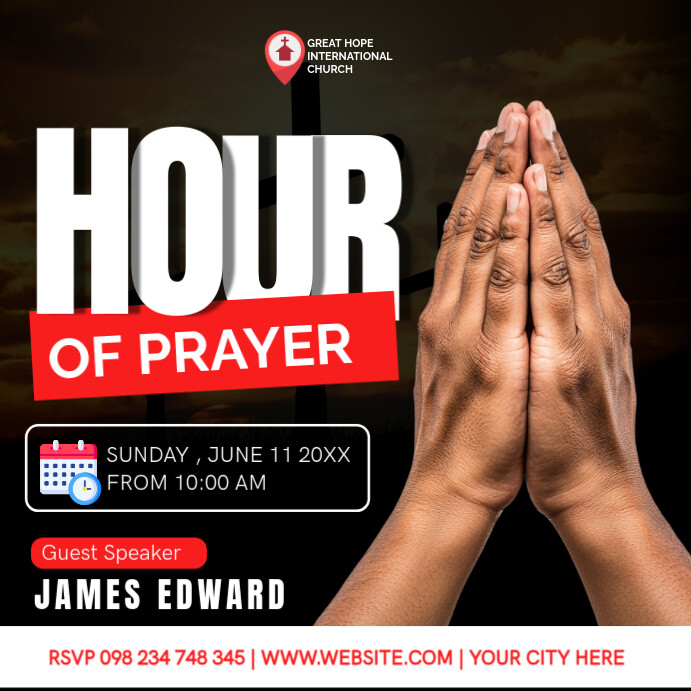 Black Modern & Minimal Prayer Hour Instagram Post template