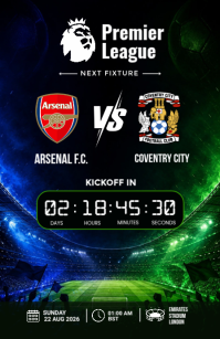 黑色 Premier League Match Countdown Tabloid Template