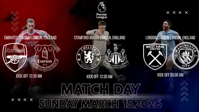 Black Modern & Minimal Premier League Match Day Digital Display Video ...