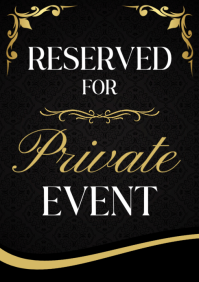 Black Modern & Minimal Private Event Sign A3 template