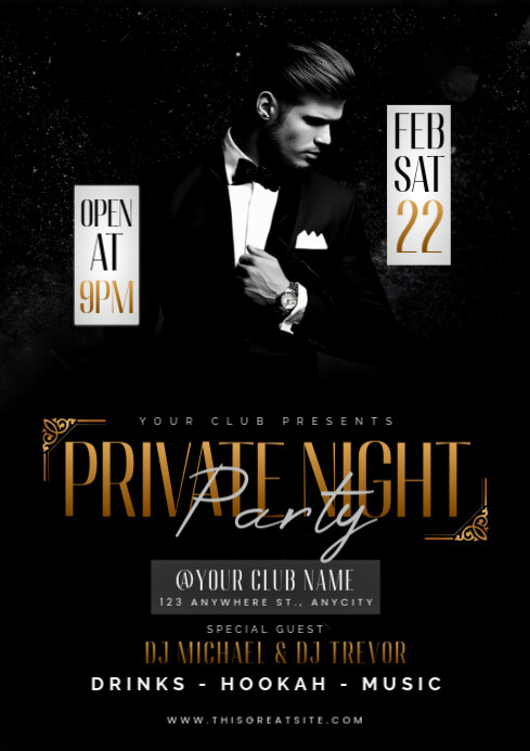 Copy of Black Modern & Minimal Private Night Party A4 | PosterMyWall