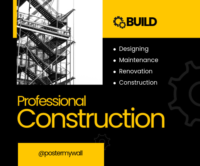 Black Modern & Minimal Professional Construction Persegi Panjang Sedang 中矩形广告 template