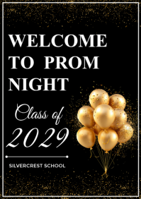 Black Modern & Minimal Prom Night Board A1 template