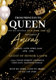 Black Modern & Minimal Prom Send-Off A6 template