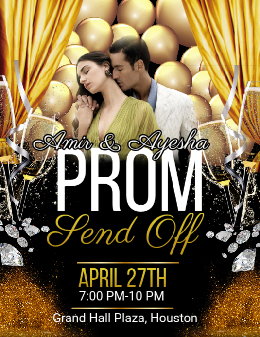 Black Modern & Minimal Prom Send Off Flyer Template | PosterMyWall