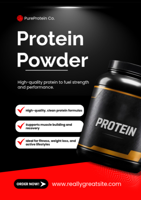 Copy of Black Modern & Minimal Protein Powder Promotion Flyer For Gym ...