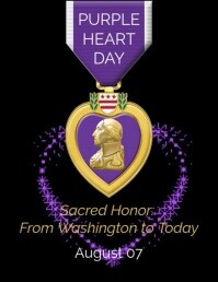 Black Modern & Minimal Purple Heart Day Flyer (us Letter) Volante (Carta US) template