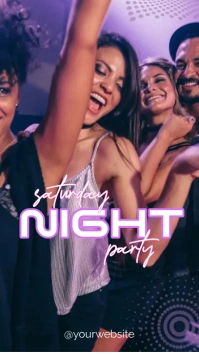 Black Modern & Minimal Purple Saturday Night Digital Display (9:16) template