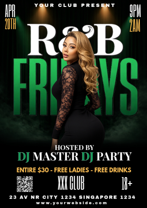 Black Modern & Minimal R&B Club Event A4 Template | PosterMyWall