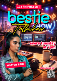 Black Modern & Minimal Radio Show A2 template