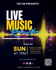 Black Modern & Minimal Radio Show Instagram Portrait template