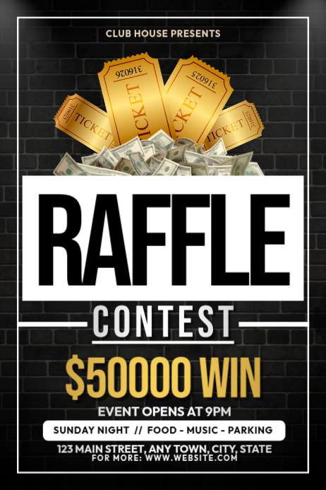 Plantilla de Black Modern & Minimal Raffle Contest Poster | PosterMyWall