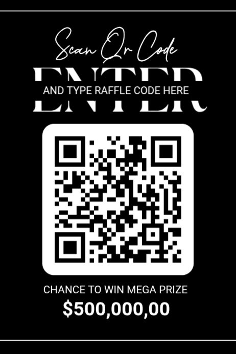 Black Modern & Minimal Raffle Program Scan Poster Template | PosterMyWall