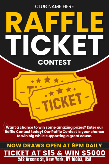 Raffle Ticket Contest Posters Template | PosterMyWall