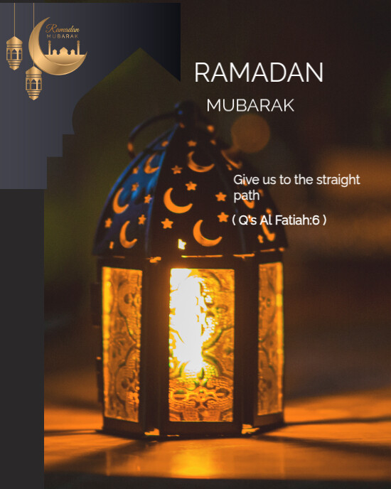 Black Modern & Minimal Ramadan Design Template  Instagram Portrait