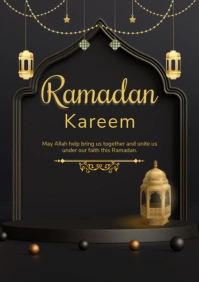 Black Modern & Minimal Ramadan Kareen Greeting A4 template