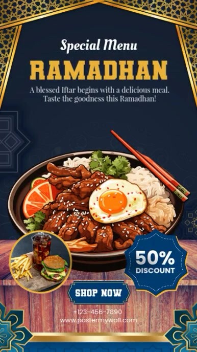 Black Modern & Minimal Ramadan Menu Reel Instagram template