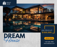 Black Modern & Minimal Real Estate Medium Rectangle Persegi Panjang Sedang template