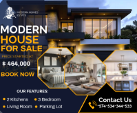 Black Modern & Minimal Real Estate Sale Medium Rectangle Mellemstort rektangel template