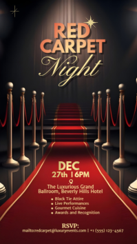 Black Modern & Minimal Red Carpet Night Instagram Story template