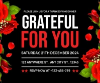 Black Modern & Minimal Red Friends Giving Persegi Panjang Besar Large Rectangle template