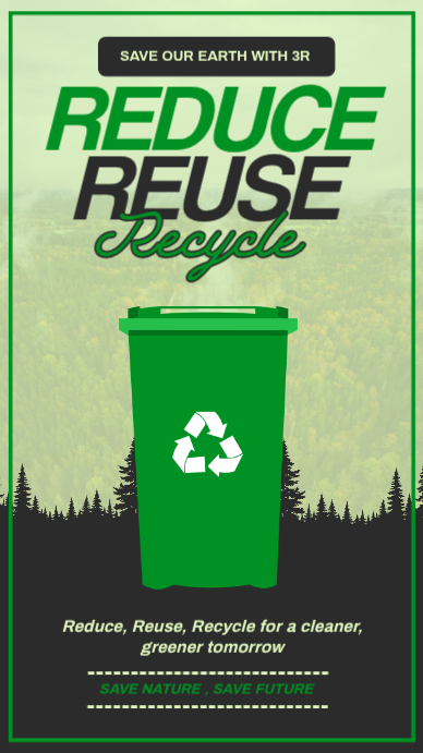 Black Modern & Minimal Reduce Reuse Recycle Instagram Story Template ...