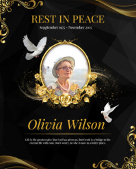 Black Modern & Minimal Rest In Peace Instagram Portrait template