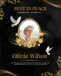 Black Modern & Minimal Rest In Peace Instagram Portrait template