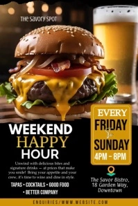 Black Modern & Minimal Restaurant Bar Deals   Poster Póster template