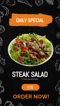 Black Modern & Minimal Restaurant Daily meal Instagram Story Instagram-Story template