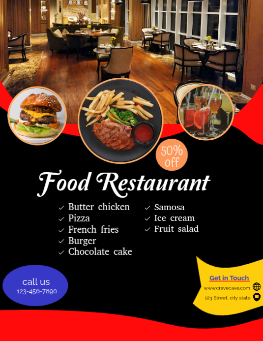 Black Modern & Minimal Restaurant Promotion Flyer Template | PosterMyWall