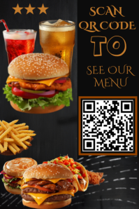 Preto Restaurant QR Code Menu Poster Template