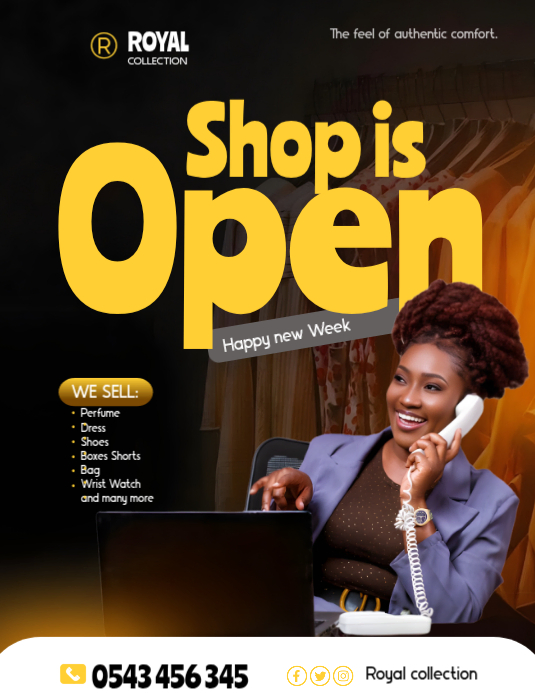 Black Modern & Minimal Retail Store Opening Flyer Template | PosterMyWall
