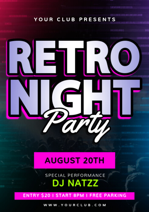 Black Modern & Minimal Retro Night Party A1 Template | PosterMyWall
