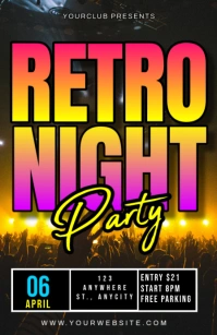 Black Modern & Minimal Retro Night Party Tabloid template