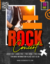 Black Modern & Minimal Rock Concert Pamflet (letter As) Flyer (US Letter) template