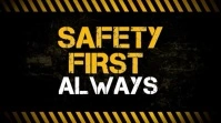 Black Modern & Minimal Safety First Video  Digital Display (16:9) template
