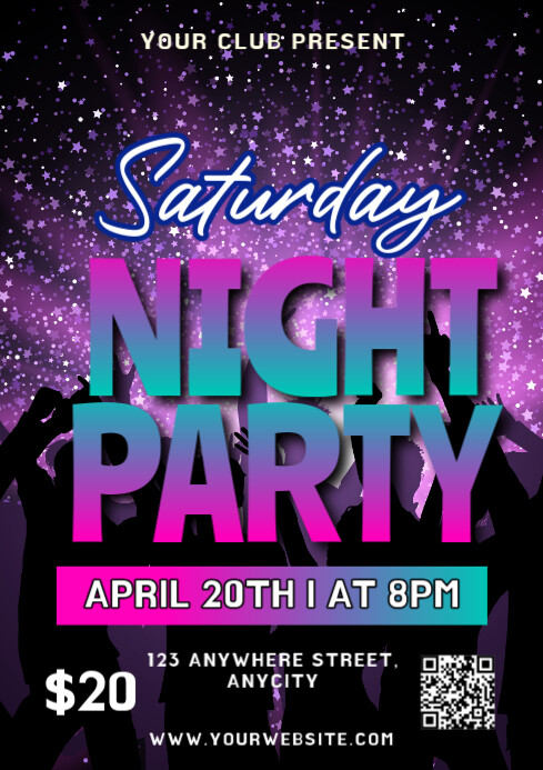 Copy of Black Modern & Minimal Saturday Night Party A4 | PosterMyWall