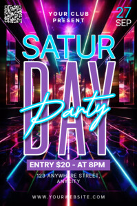 Black Modern & Minimal Saturday Party Poster โปสเตอร์ template