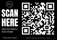 Black Modern & Minimal Scan Here Menu For Order Qrcode A6 template