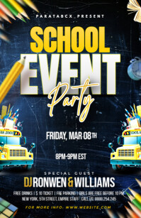 Black Modern & Minimal School Event Party Template Half Page Wide Halv side bred