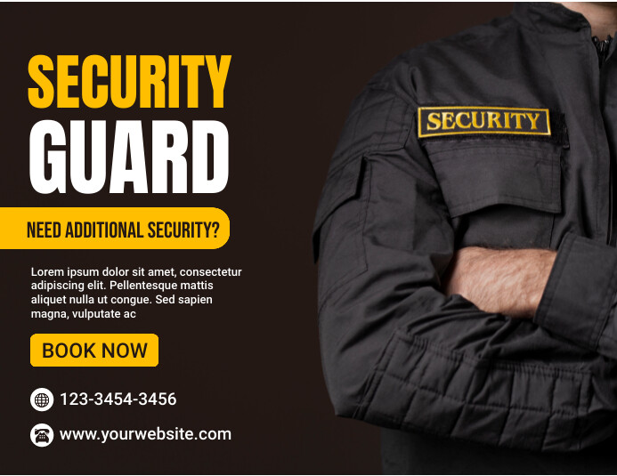 Black Modern & Minimal Security Guard Flyer ( template