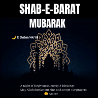 Black Modern & Minimal Shab Barat Mubarak Instagram Post template